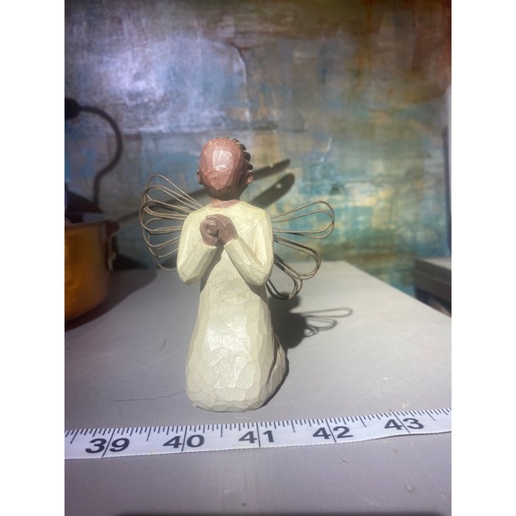 Willow Tree Other - Willow Tree Angel of Prayer Figurine Susan Lordi Kneeling 4 Inch Cream Brown